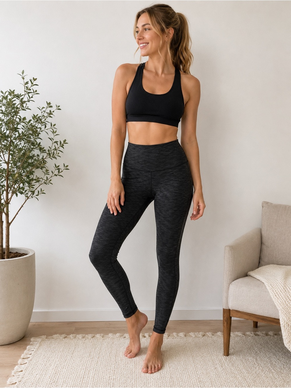Lululemon Align High-Rise Pant 25" - Heathered Black / Space Dye - Size 2